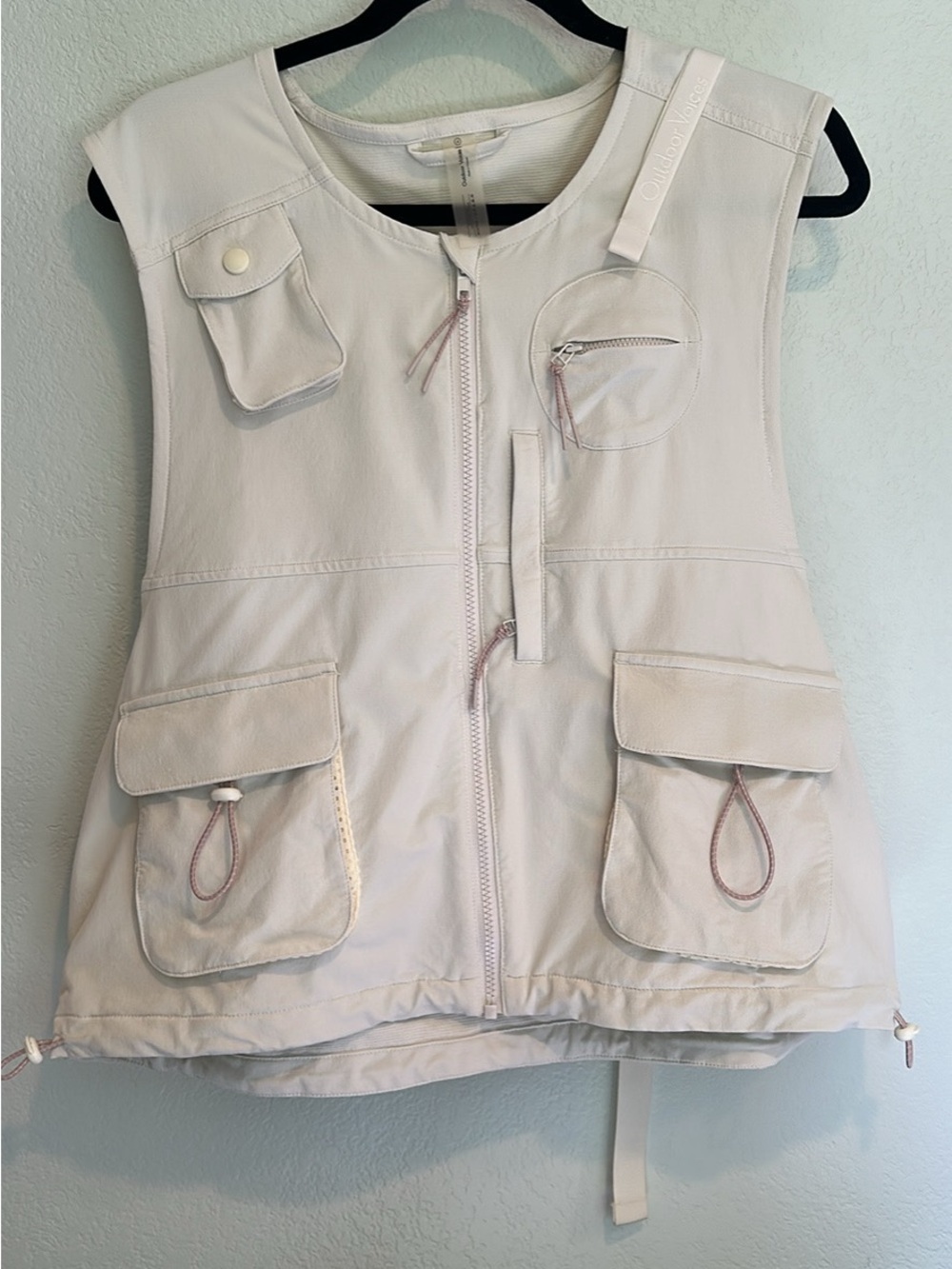 Outdoor Voices Cream Zip Front Utility Vest